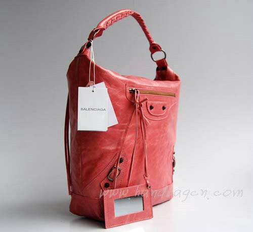 Balenciaga 177285 Pink Arena Classic Day Hobo Leather Handbag