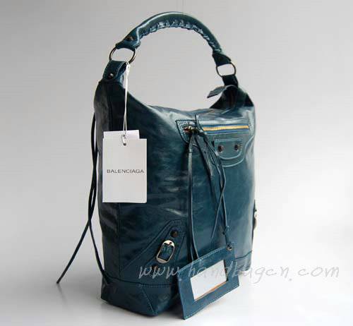 Balenciaga 177285 Blue Arena Classic Day Hobo Leather Handbag - Click Image to Close