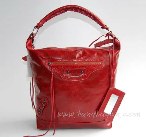Balenciaga 177285 Red Arena Classic Day Hobo Leather Handbag