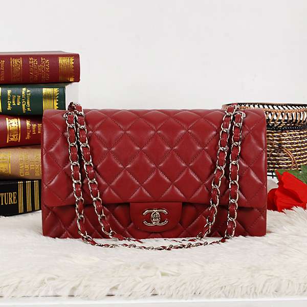 Chanel 1112 Classic 2.55 claret Lambskin Leather With Silver Hardware Chanel 1112 Classic 2.55 claret Lambskin Leather With Silver Hardware