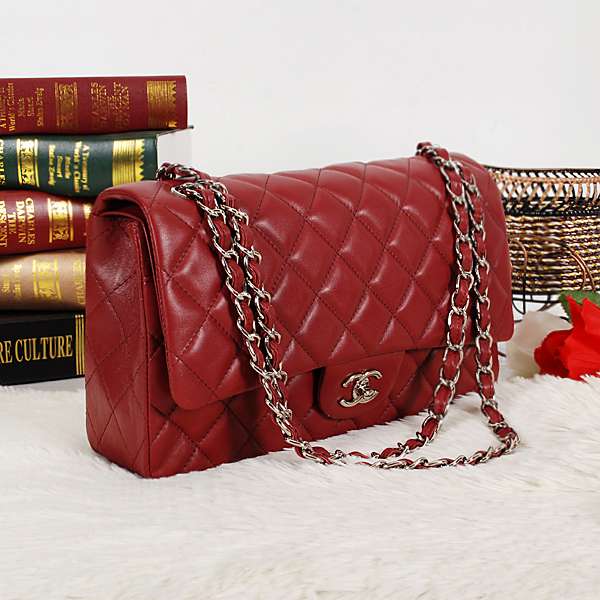Chanel 1112 Classic 2.55 claret Lambskin Leather With Silver Hardware