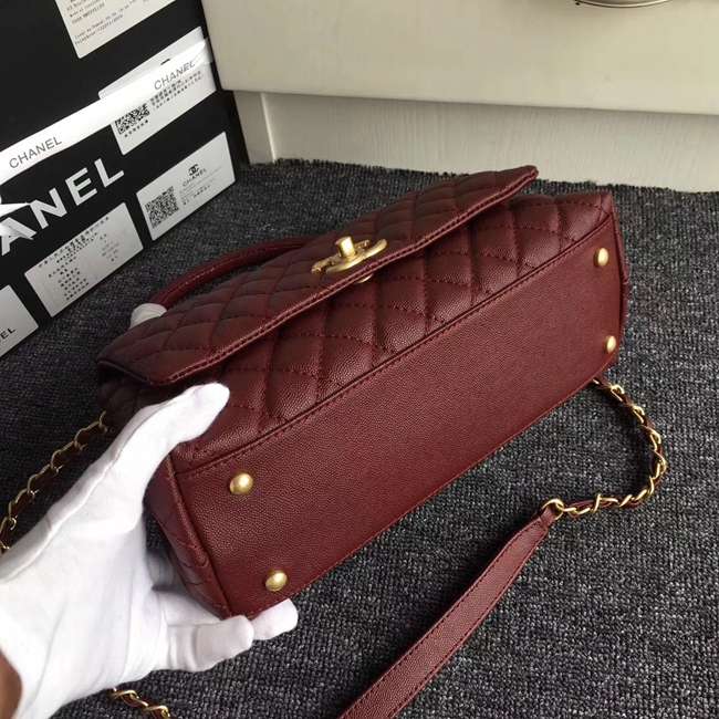 Chanel 92991 Red caviar leather with Gold hardware