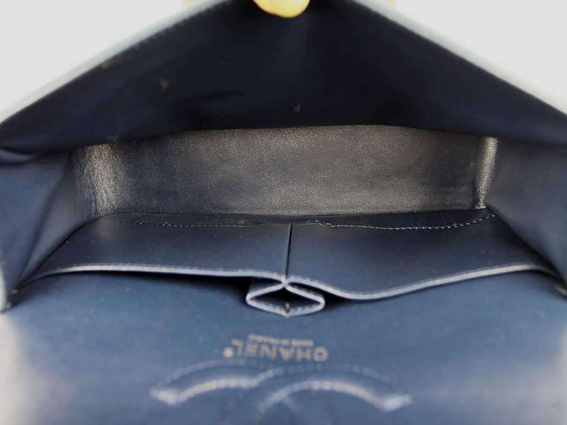 Chanel 01112 Classic 2.55 Croco Leather Flap Bag-Blue