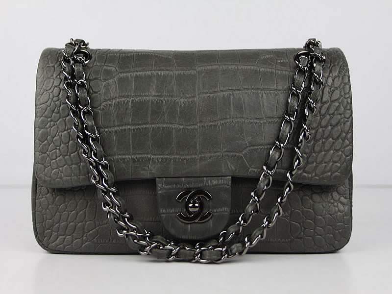 Chanel 01112 Classic 2.55 Croco Leather Flap Bag-Green - Click Image to Close
