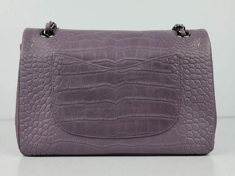 Chanel 01112 Classic 2.55 Croco Leather Flap Bag-Purple - Click Image to Close