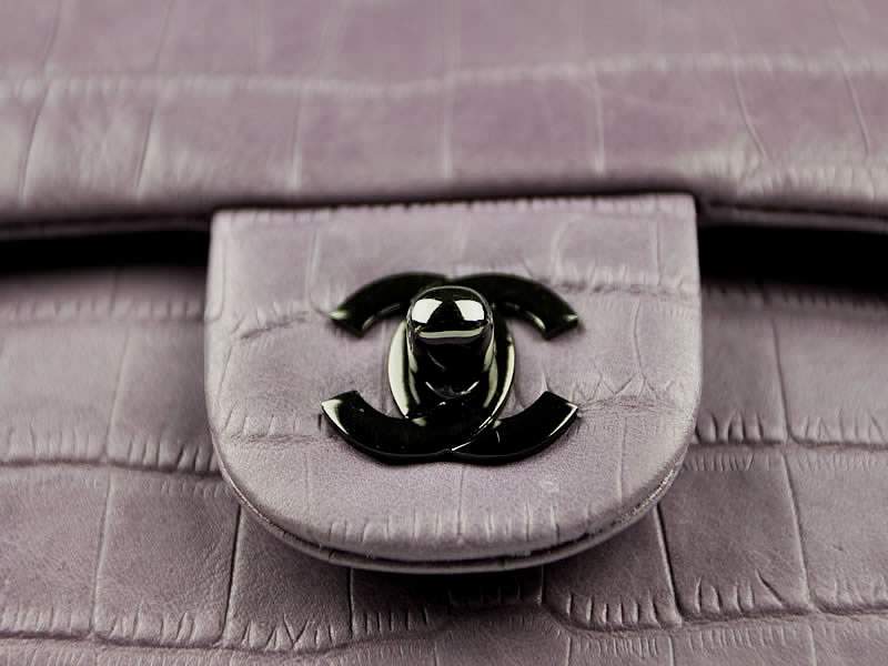 Chanel 01112 Classic 2.55 Croco Leather Flap Bag-Purple