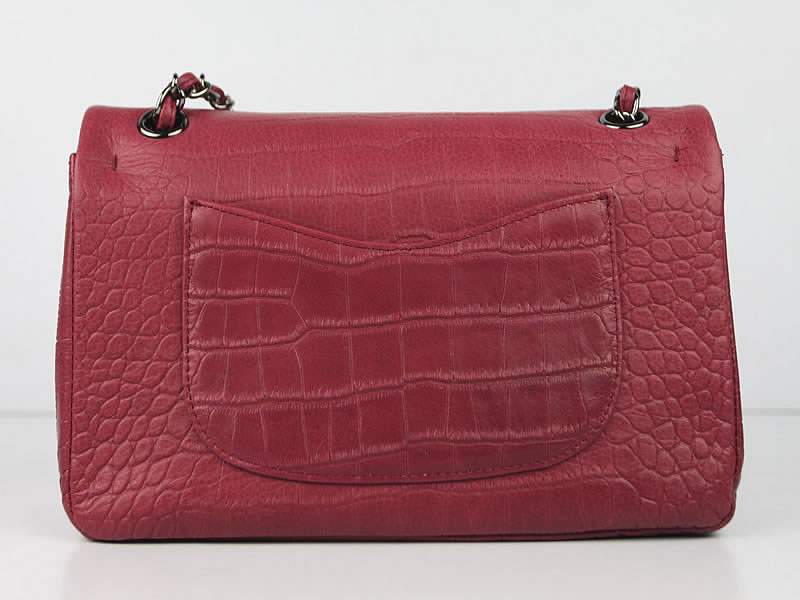 Chanel 01112 Classic 2.55 Croco Leather Flap Bag-Red