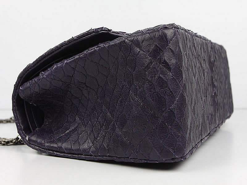 Chanel 47788 Fish Grain Leather Flap Bag Silvery-Purple
