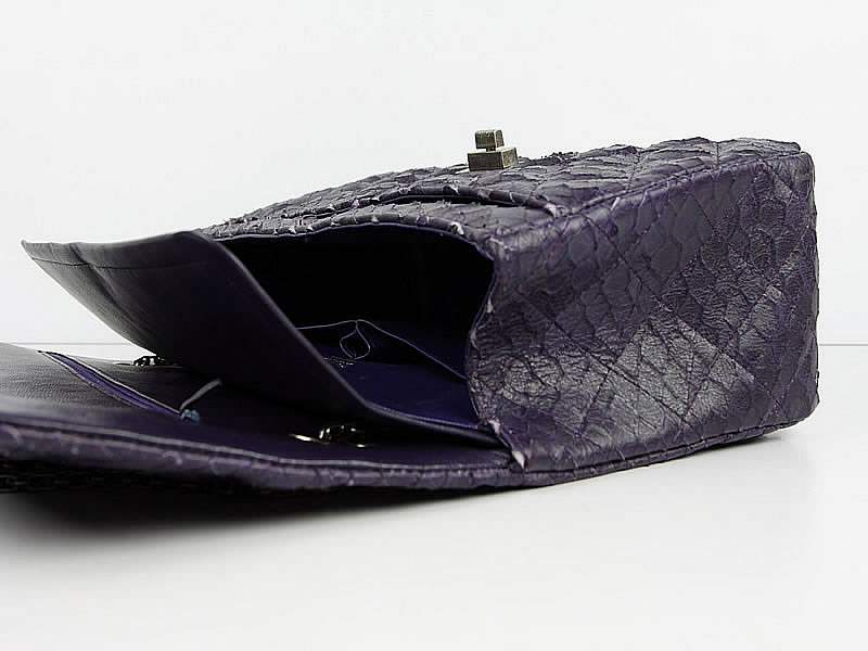 Chanel 47788 Fish Grain Leather Flap Bag Silvery-Purple