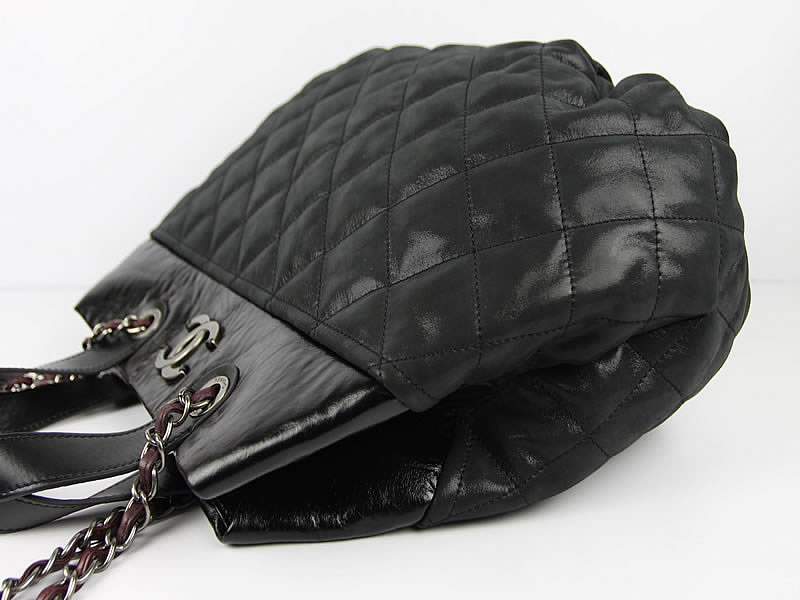 Chanel 50133 Lambskin Leather Handbag Silvery Hardware-Black - Click Image to Close