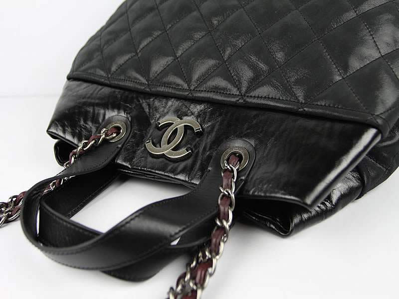 Chanel 50133 Lambskin Leather Handbag Silvery Hardware-Black - Click Image to Close