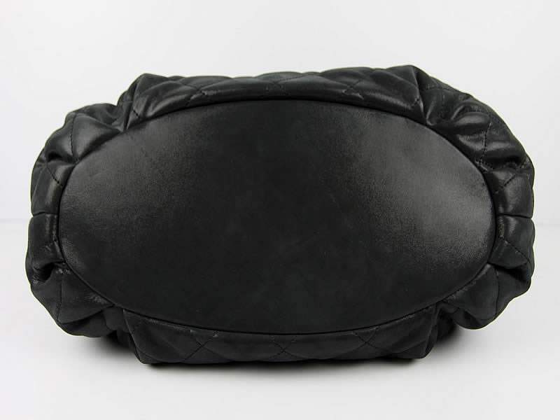 Chanel 50133 Lambskin Leather Handbag Silvery Hardware-Black