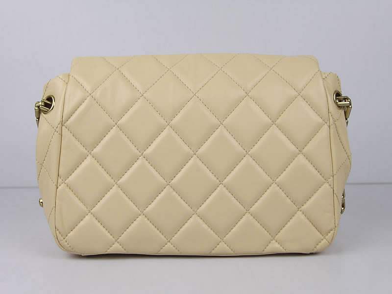 Chanel 50360 Lambskin Handbag Silvery Hardware-Cream - Click Image to Close