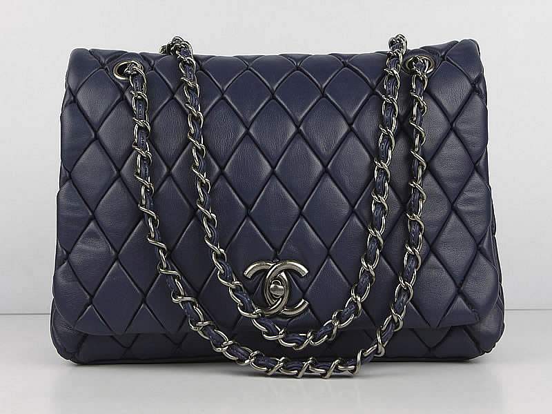 Chanel 60285 Original Quilted Lambskin Flap Bag-Blue - Click Image to Close