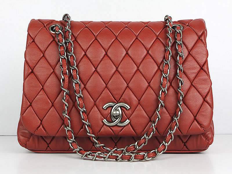 Chanel 60285 Original Quilted Lambskin Flap Bag-Red