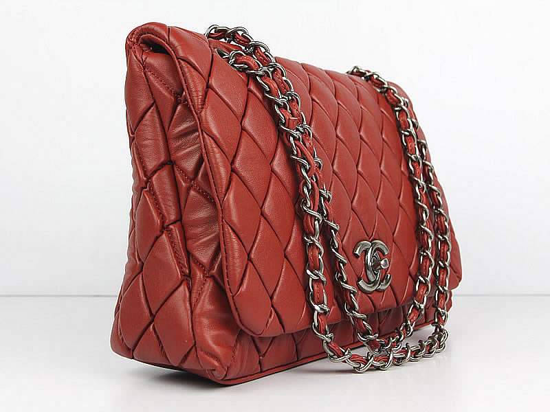 Chanel 60285 Original Quilted Lambskin Flap Bag-Red - Click Image to Close