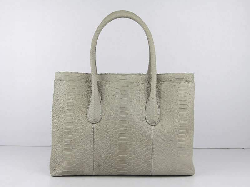 Chanel 65011 Snake Grain Leather Tote Bag-Gray - Click Image to Close