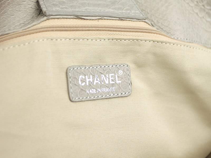 Chanel 65011 Snake Grain Leather Tote Bag-Gray
