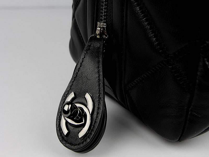 Chanel 68011 Lambskin Leather Handbag-Black - Click Image to Close