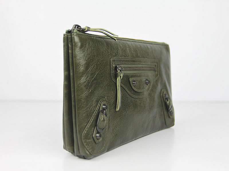 Balenciaga BG205 Import Leather Long Wallet-Dark Green