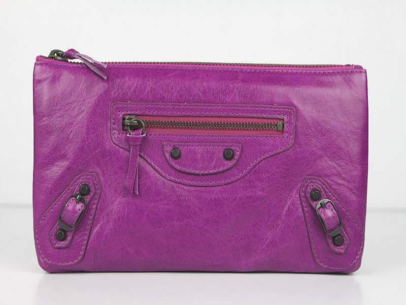 Balenciaga BG205 Import Leather Long Wallet-Purple