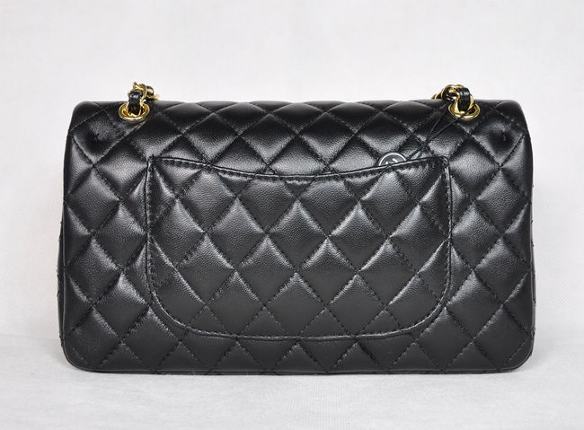 Chanel 1112 Classic 2.55 Black Lambskin Leather With Gold Hardware - Click Image to Close