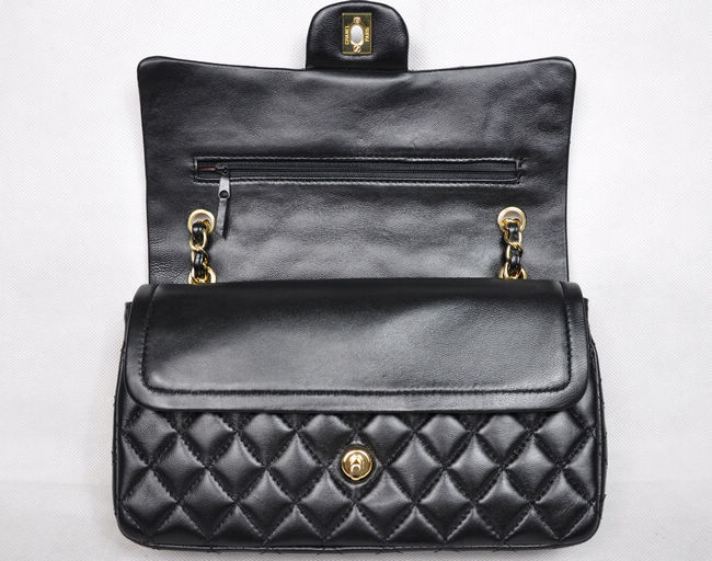 Chanel 1112 Classic 2.55 Black Lambskin Leather With Gold Hardware
