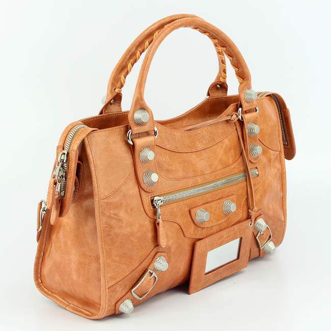 Balenciaga 085332A Gaint Sliver City Handbags-Light Orange - Click Image to Close
