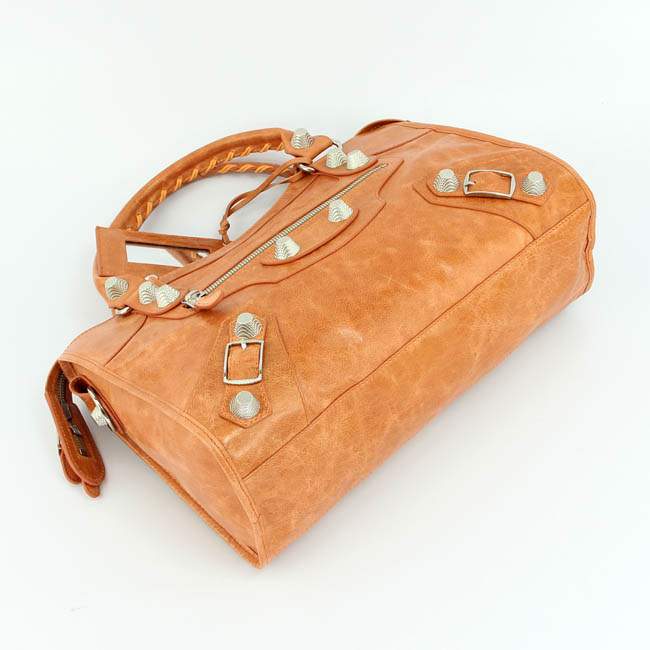 Balenciaga 085332A Gaint Sliver City Handbags-Light Orange - Click Image to Close