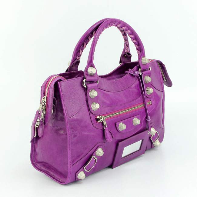 Balenciaga 085332A Gaint Sliver City Handbags-Medium Purple - Click Image to Close
