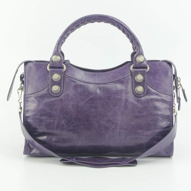 Balenciaga 085332A Gaint Sliver City Handbags-Purplish Blue