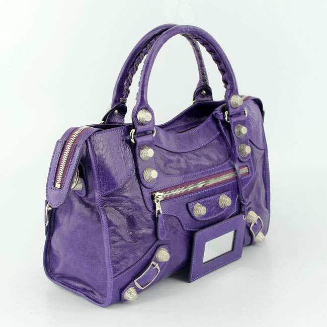 Balenciaga 085332A Gaint Sliver City Handbags-Purple