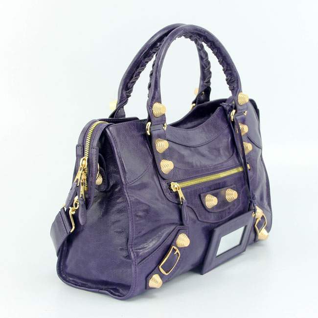 Balenciaga 085332B Gaint Gold City Handbags-Purplish Blue - Click Image to Close