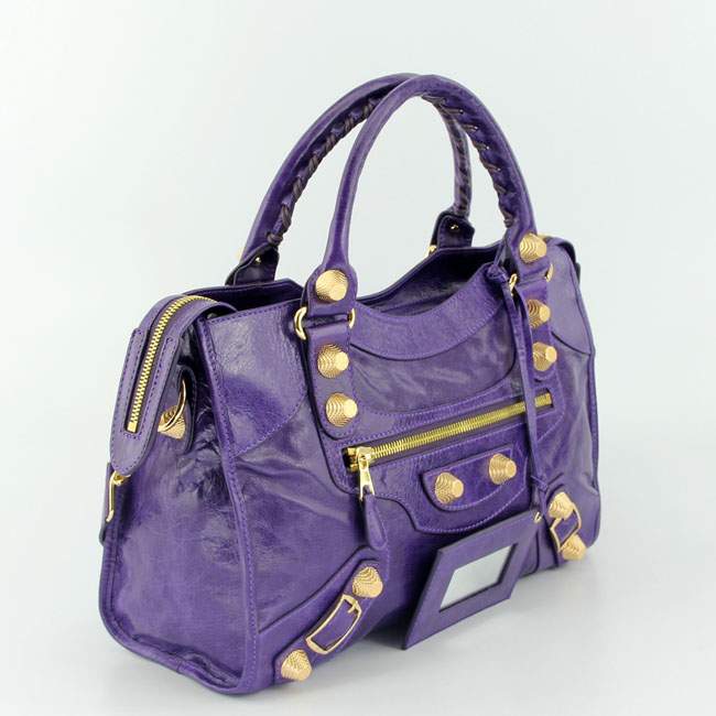 Balenciaga 085332B Gaint Gold City Handbags-Purple
