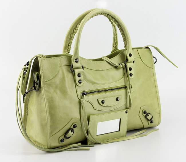 Balenciaga 085332 Imported Leather City Handbag-Dark Green - Click Image to Close