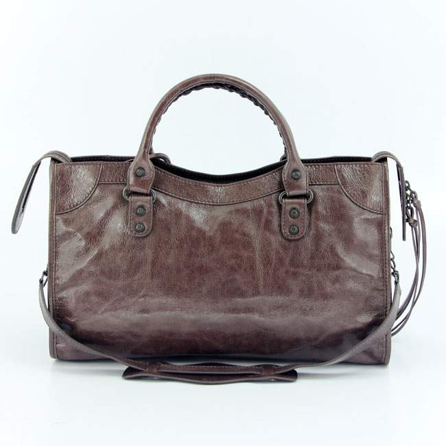 Balenciaga 085332 Imported Leather City Handbag-Grayish Purple - Click Image to Close