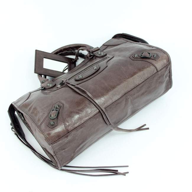 Balenciaga 085332 Imported Leather City Handbag-Grayish Purple - Click Image to Close
