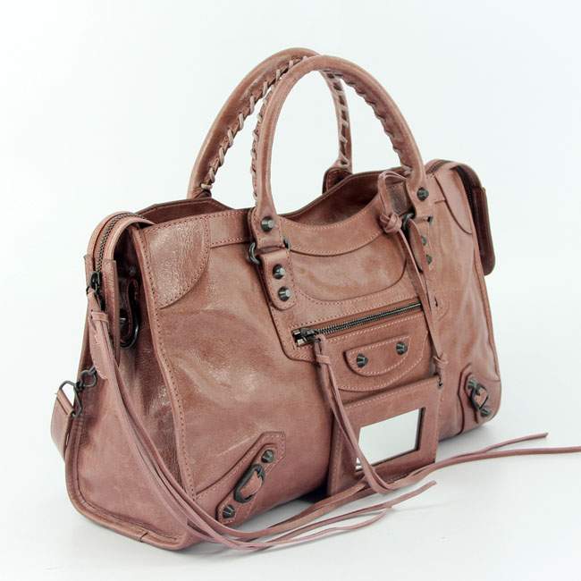 Balenciaga 085332 Imported Leather City Handbag-Honey Peach - Click Image to Close