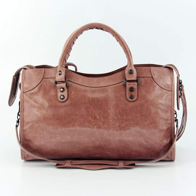 Balenciaga 085332 Imported Leather City Handbag-Honey Peach