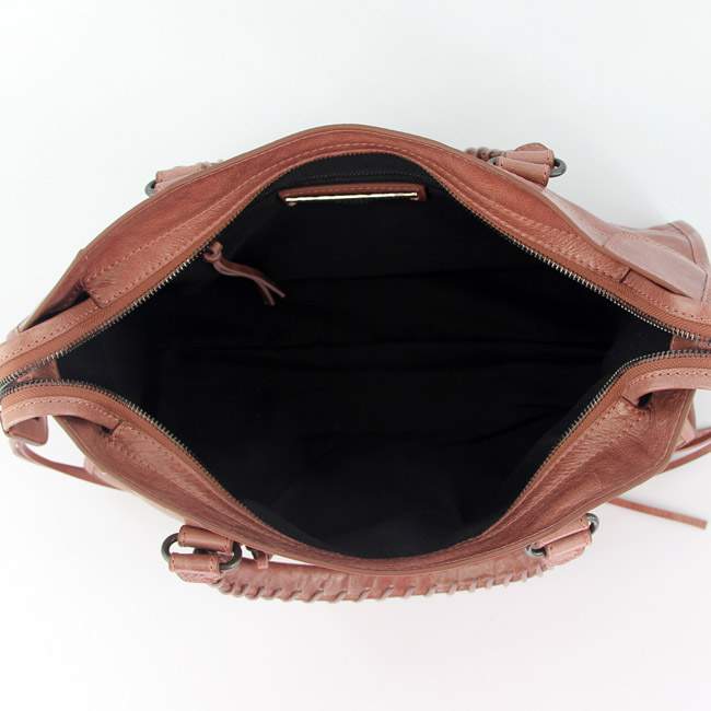 Balenciaga 085332 Imported Leather City Handbag-Honey Peach - Click Image to Close