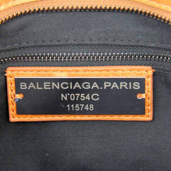 Balenciaga 085332 Imported Leather City Handbag-Light Orange - Click Image to Close