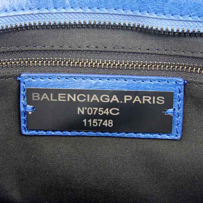 Balenciaga 085332 Imported Leather City Handbag-Medium Blue - Click Image to Close