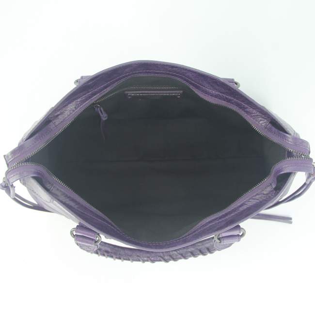 Balenciaga 085332 Imported Leather City Handbag-Purplish Blue