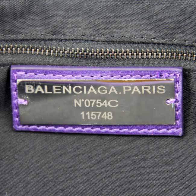 Balenciaga 085332 Imported Leather City Handbag-Purple