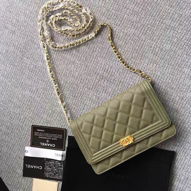Chanel Caviar WOC Chain Wallet Green A80287 VS07114