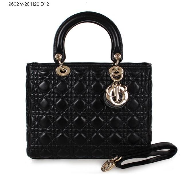 Christian Dior 9602 Lambskin Leather Small Tote Bag with Gold hardware