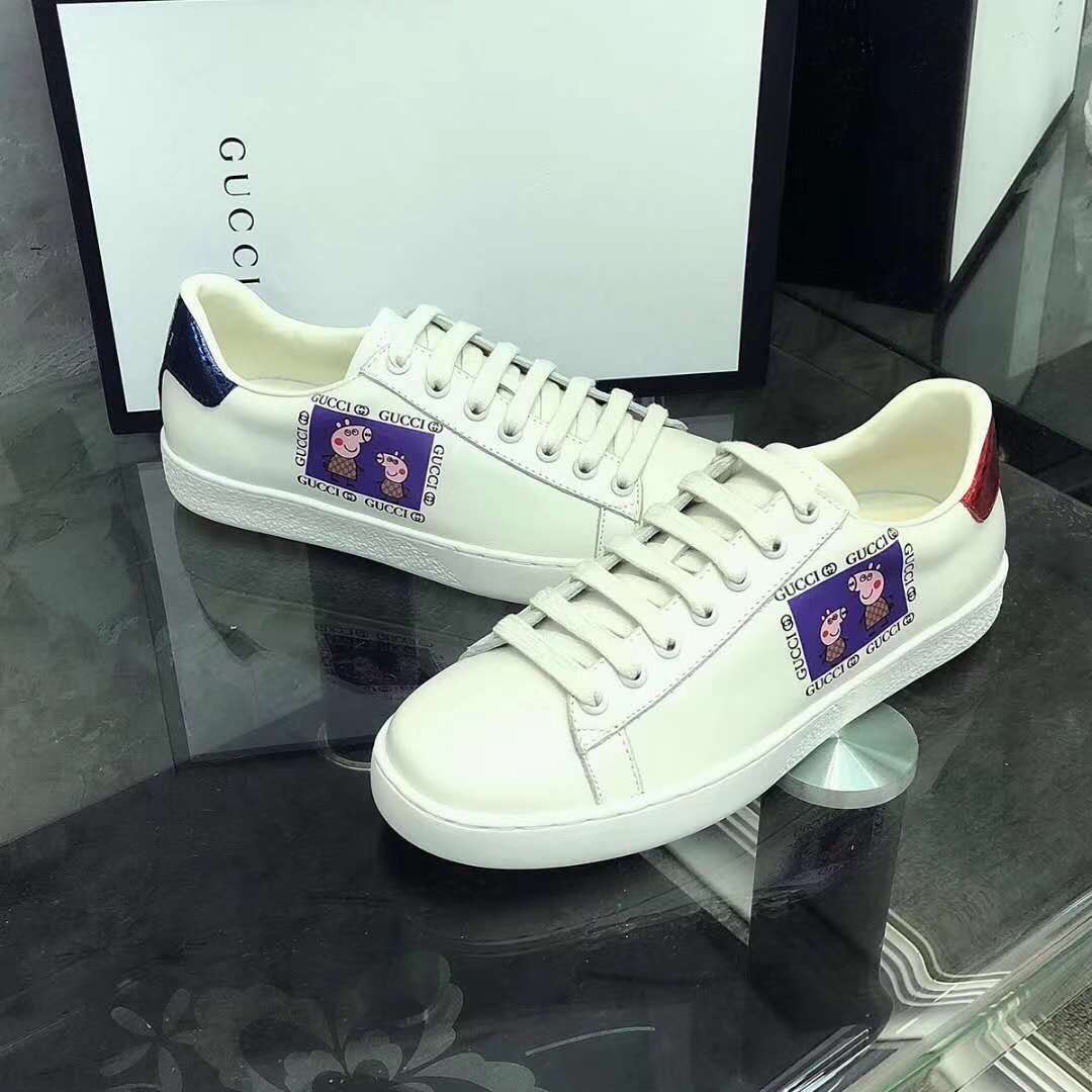 2019 NEW Gucci Real leather shoes Gucci202white - Click Image to Close