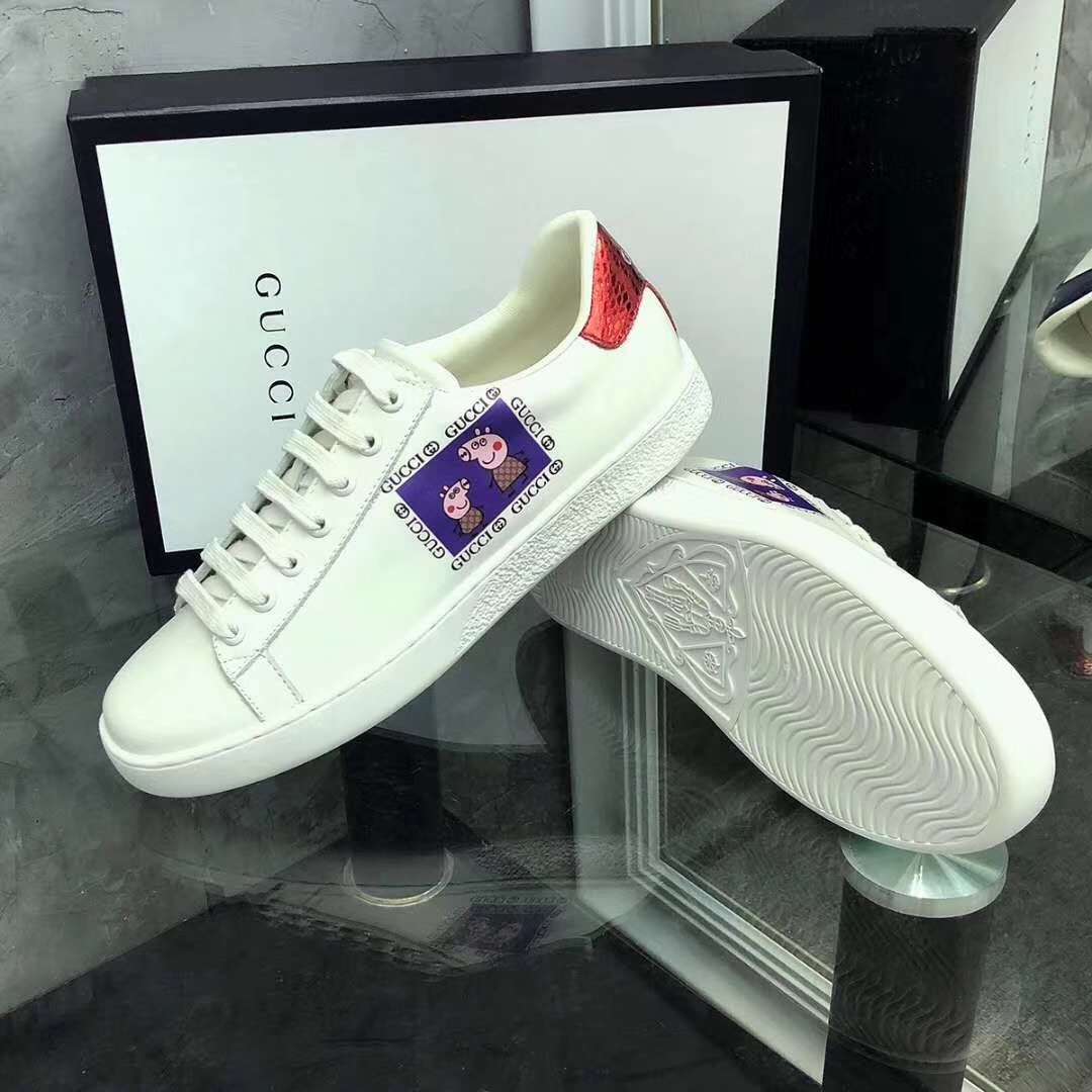 2019 NEW Gucci Real leather shoes Gucci202white - Click Image to Close