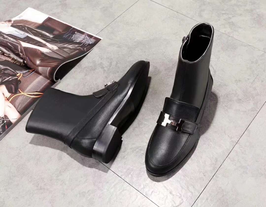 2019 NEW Hermes Real leather shoes Hermes102602black - Click Image to Close