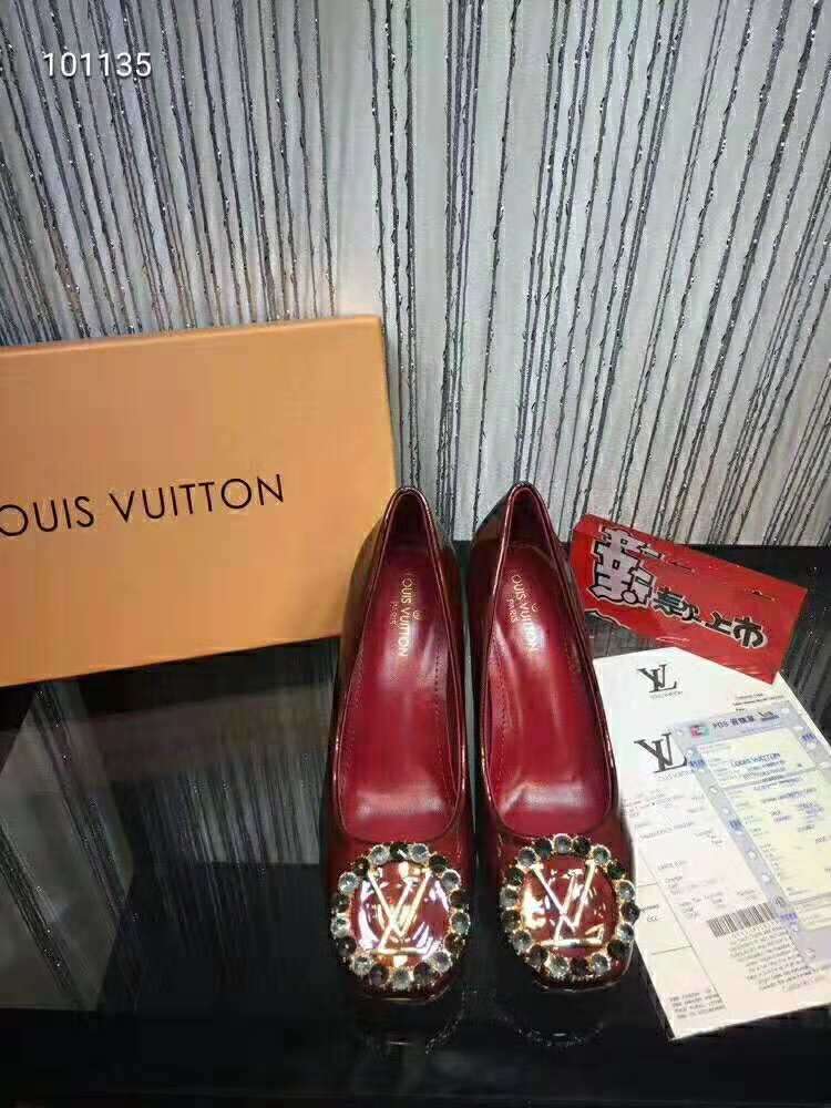 2019 NEW Louis Vuitton Real leather shoes LV101135 dark red